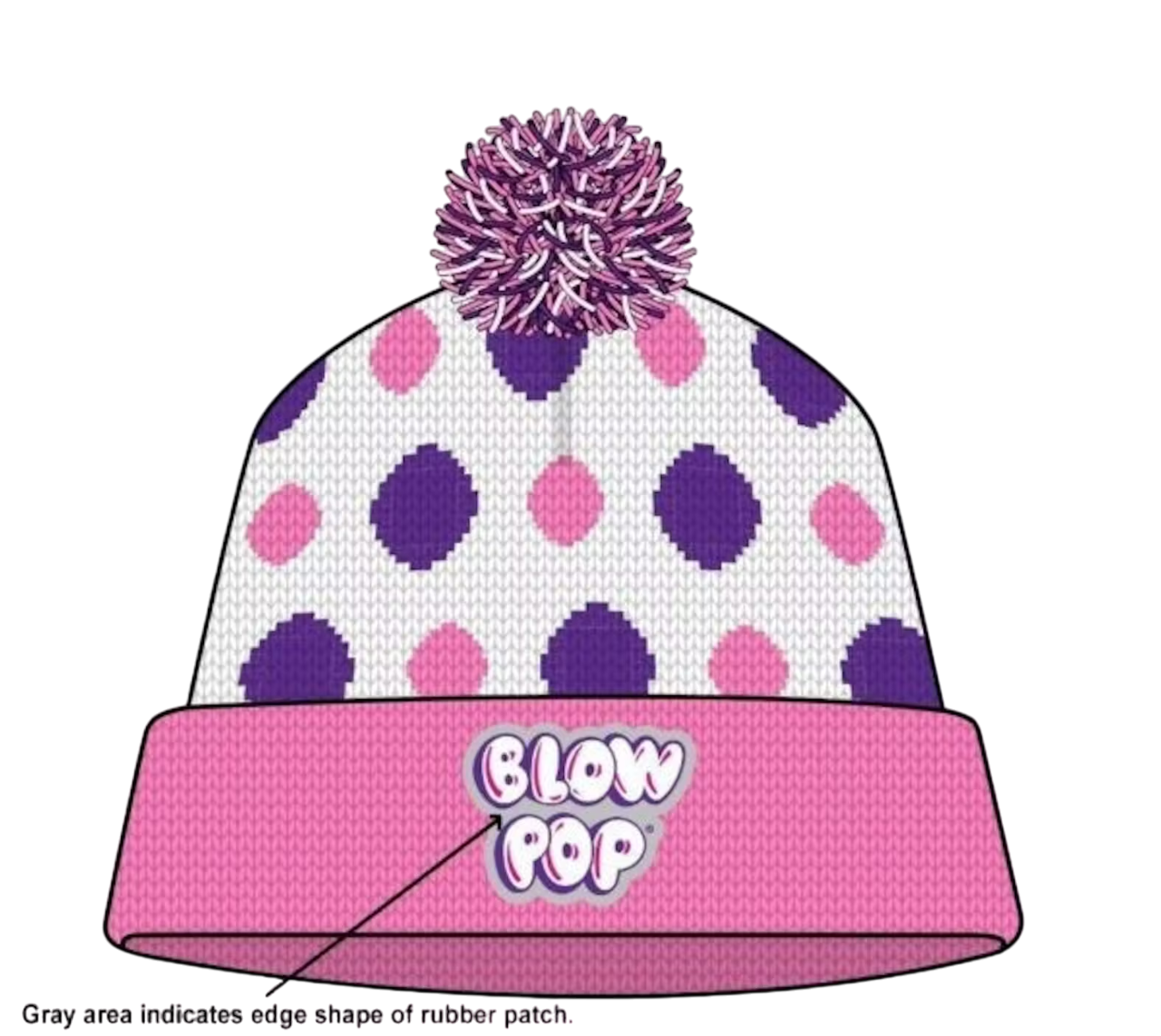 Blow Pop Candy Pom Pom Beanie Pink Hat
